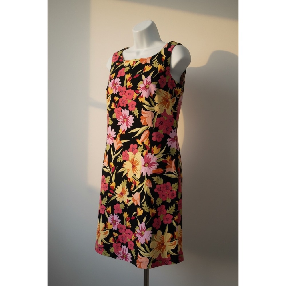 Vintage Eileen West Classics Sleeveless Colorful Floral Shift‎ Dress Size 8P